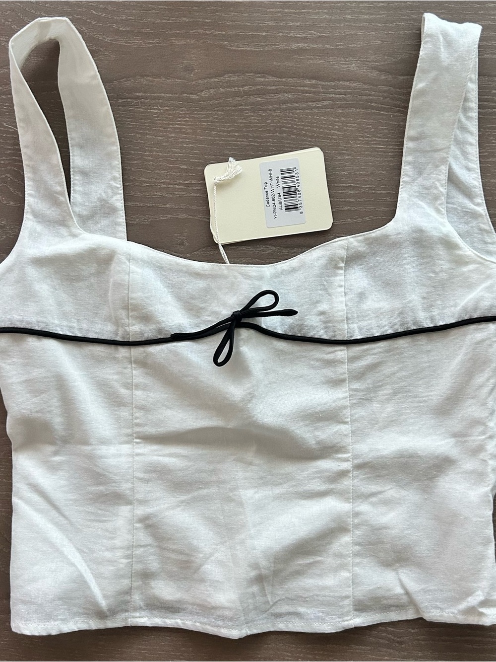 Peppermayo White Tank with Black Trim and Bow Detail